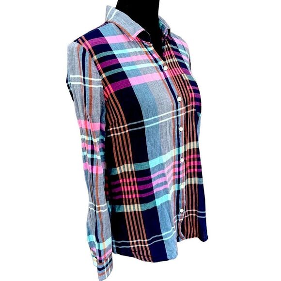 Old Navy Classic plaid button front shirt, lightweight, 100% cotton, size S - Picture 4 of 5